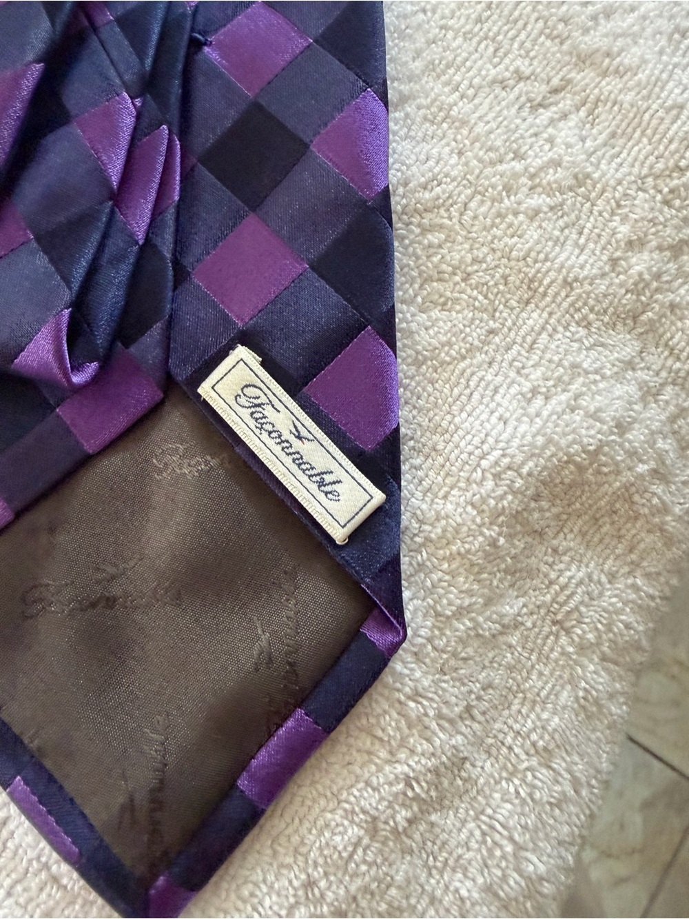 Faconnable Purple and Black Check Tie